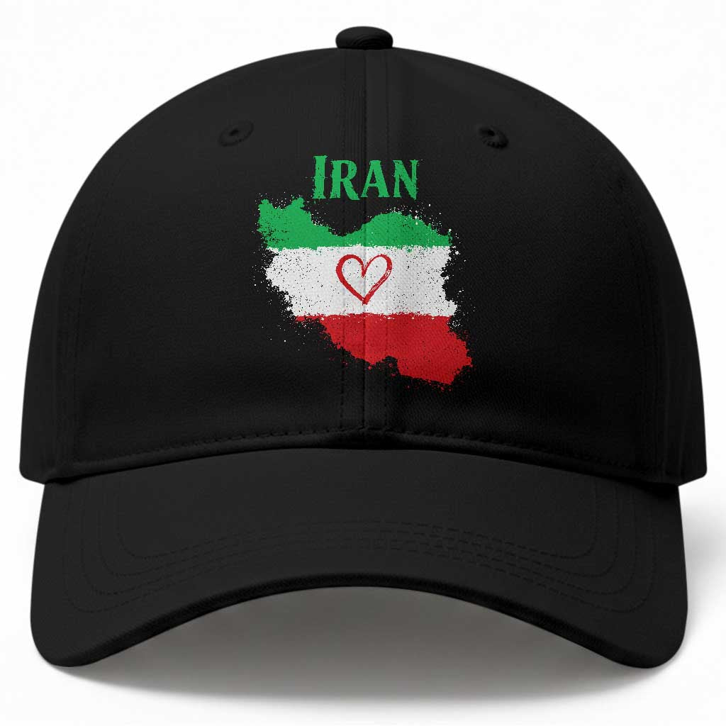 Iran Heart Map Flag Baseball Cap Retro Vintage Watercolors Freedom Iranian Persian