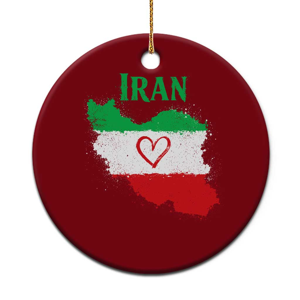 Iran Heart Map Flag Ceramic Ornament Retro Vintage Watercolors Freedom Iranian Persian