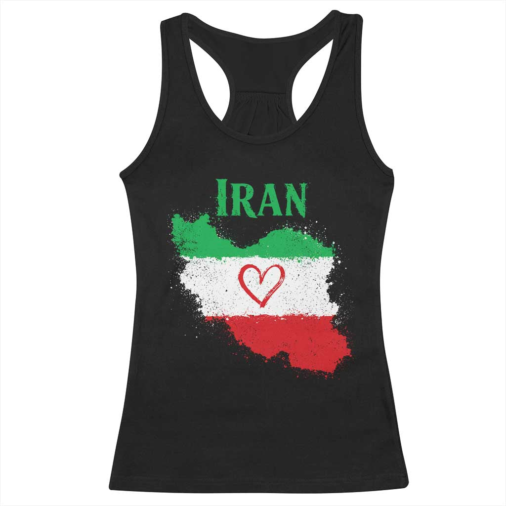 Iran Heart Map Flag Racerback Tank Top Retro Vintage Watercolors Freedom Iranian Persian