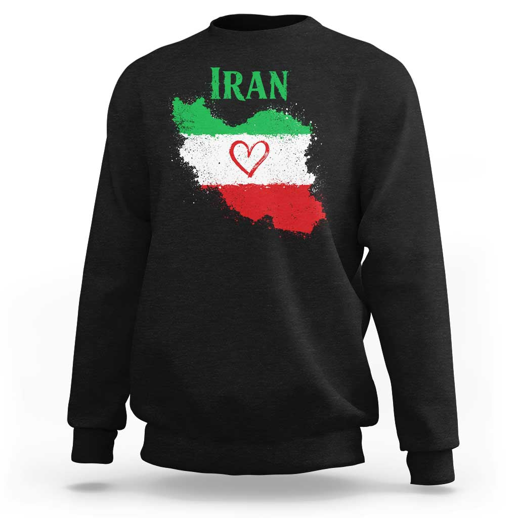 Iran Heart Map Flag Sweatshirt Retro Vintage Watercolors Freedom Iranian Persian