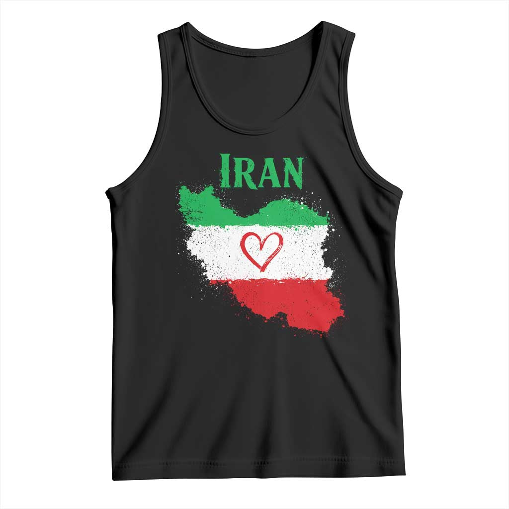 Iran Heart Map Flag Tank Top Retro Vintage Watercolors Freedom Iranian Persian
