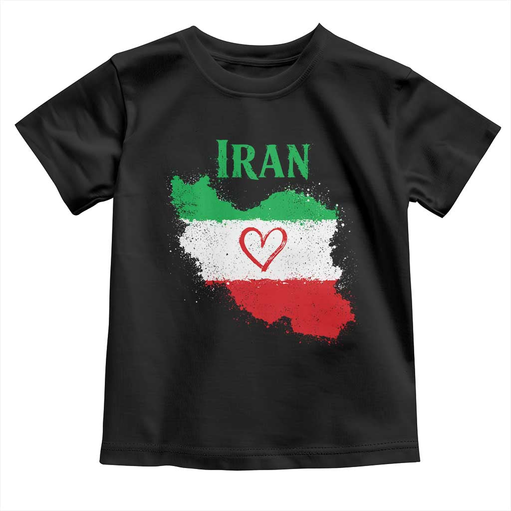 Iran Heart Map Flag Toddler T Shirt Retro Vintage Watercolors Freedom Iranian Persian