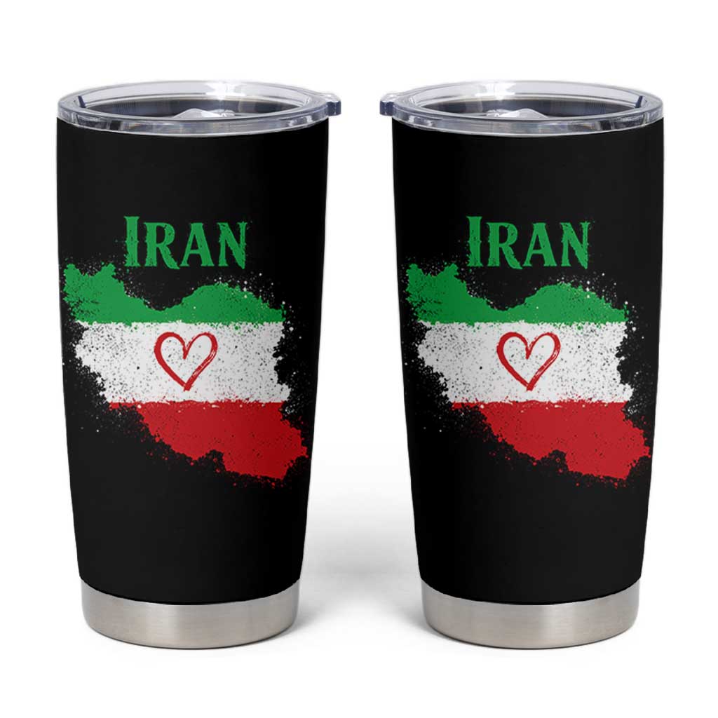 Iran Heart Map Flag Tumbler Cup Retro Vintage Watercolors Freedom Iranian Persian
