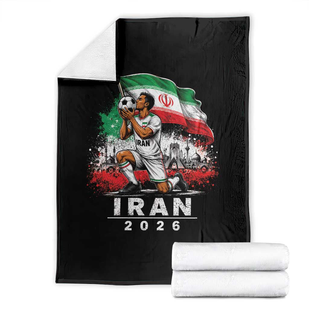 Iran Soccer 2026 Throw Blanket Retro Vintage Watercolors Iranian Persian World Football Fan