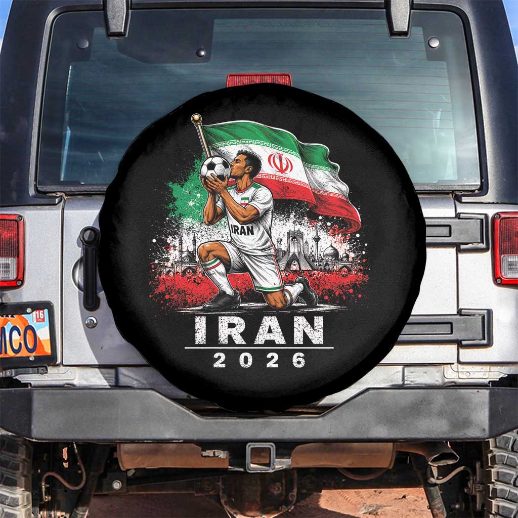 Iran Soccer 2026 Spare Tire Cover Retro Vintage Watercolors Iranian Persian World Football Fan