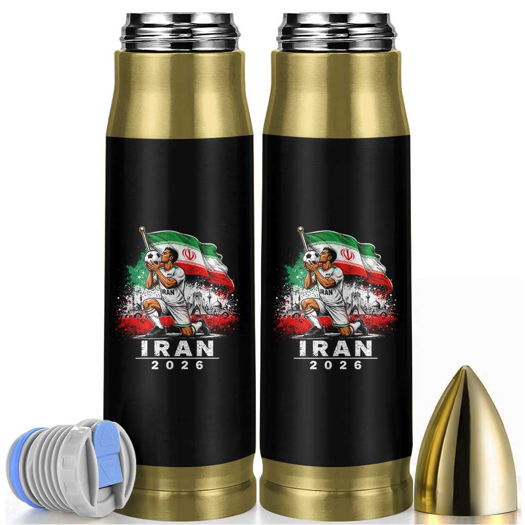 Iran Soccer 2026 Bullet Tumbler Retro Vintage Watercolors Iranian Persian World Football Fan