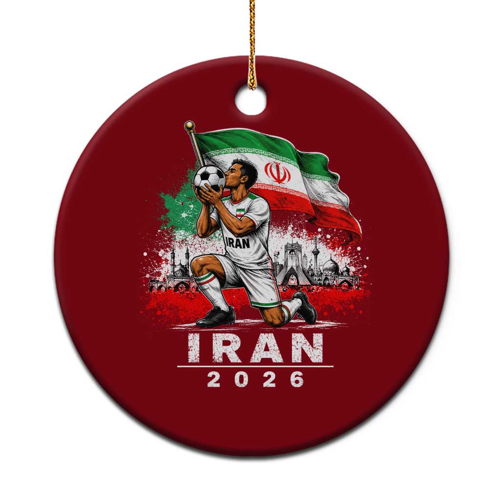 Iran Soccer 2026 Ceramic Ornament Retro Vintage Watercolors Iranian Persian World Football Fan