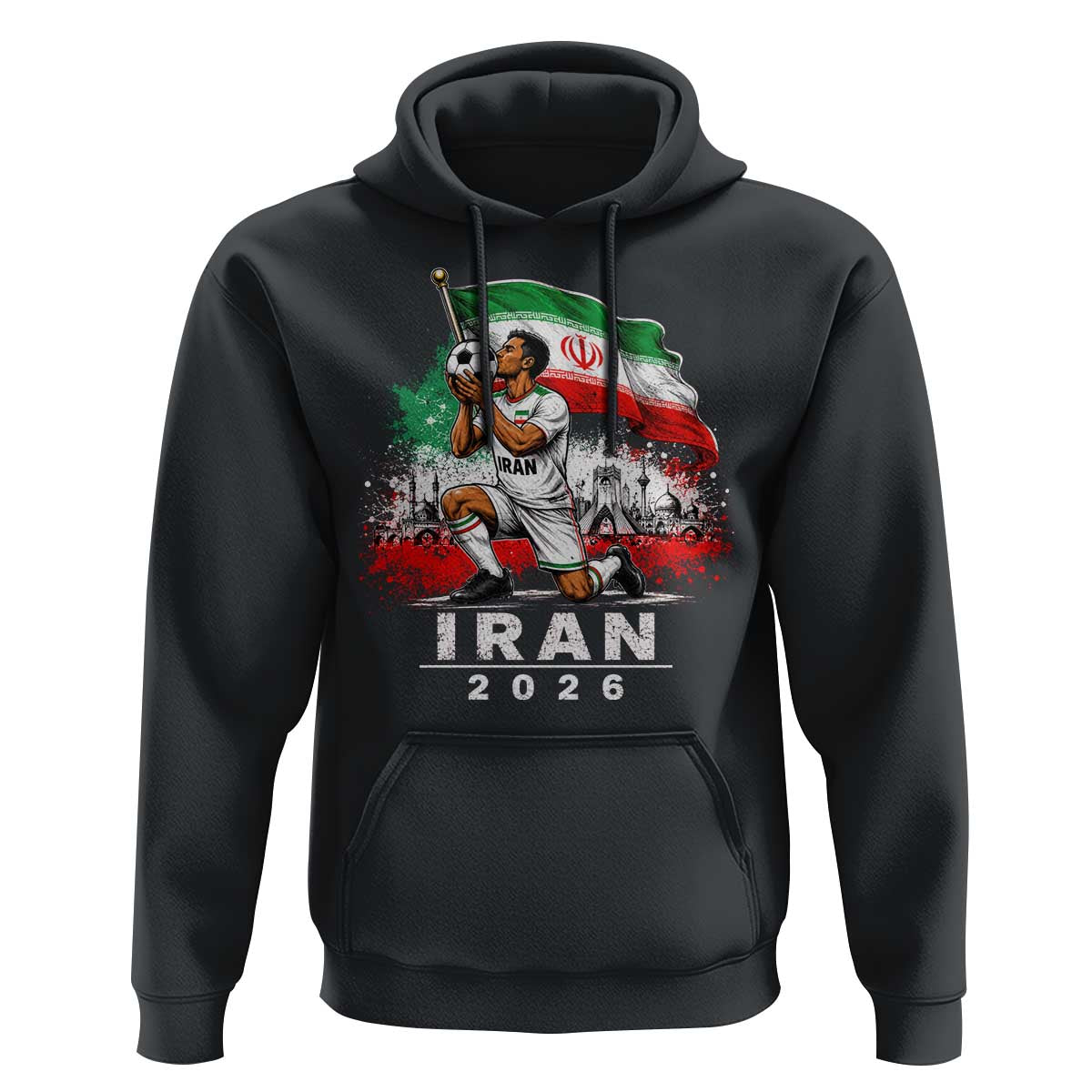 Iran Soccer 2026 Hoodie Retro Vintage Watercolors Iranian Persian World Football Fan