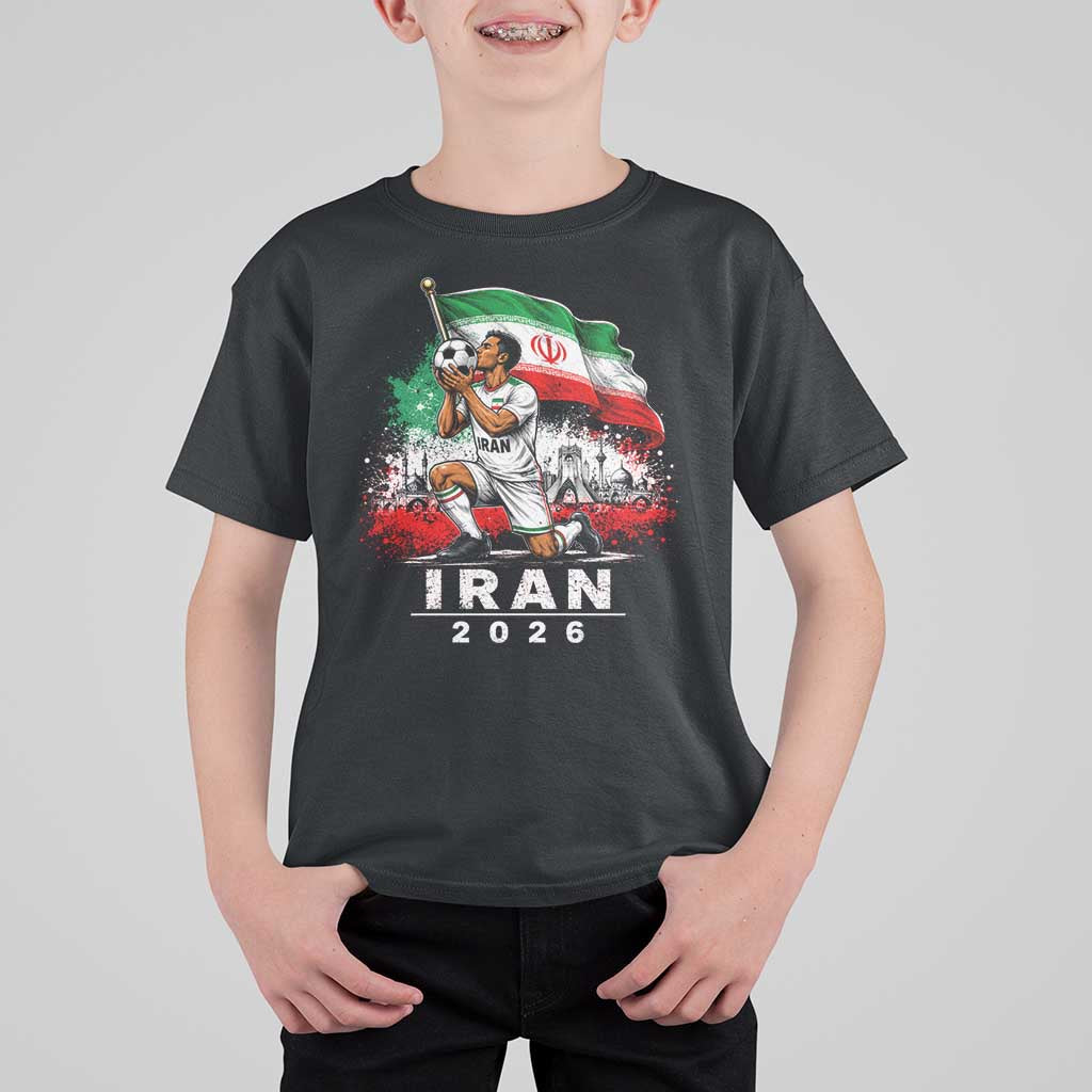 Iran Soccer 2026 T Shirt For Kid Retro Vintage Watercolors Iranian Persian World Football Fan