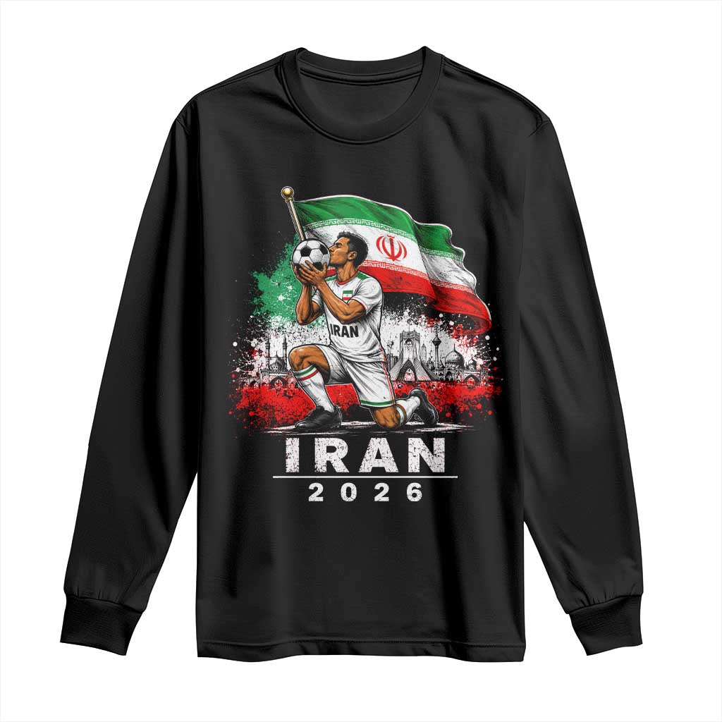 Iran Soccer 2026 Long Sleeve Shirt Retro Vintage Watercolors Iranian Persian World Football Fan