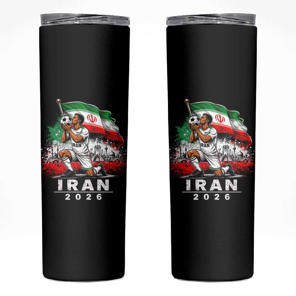 Iran Soccer 2026 Skinny Tumbler Retro Vintage Watercolors Iranian Persian World Football Fan