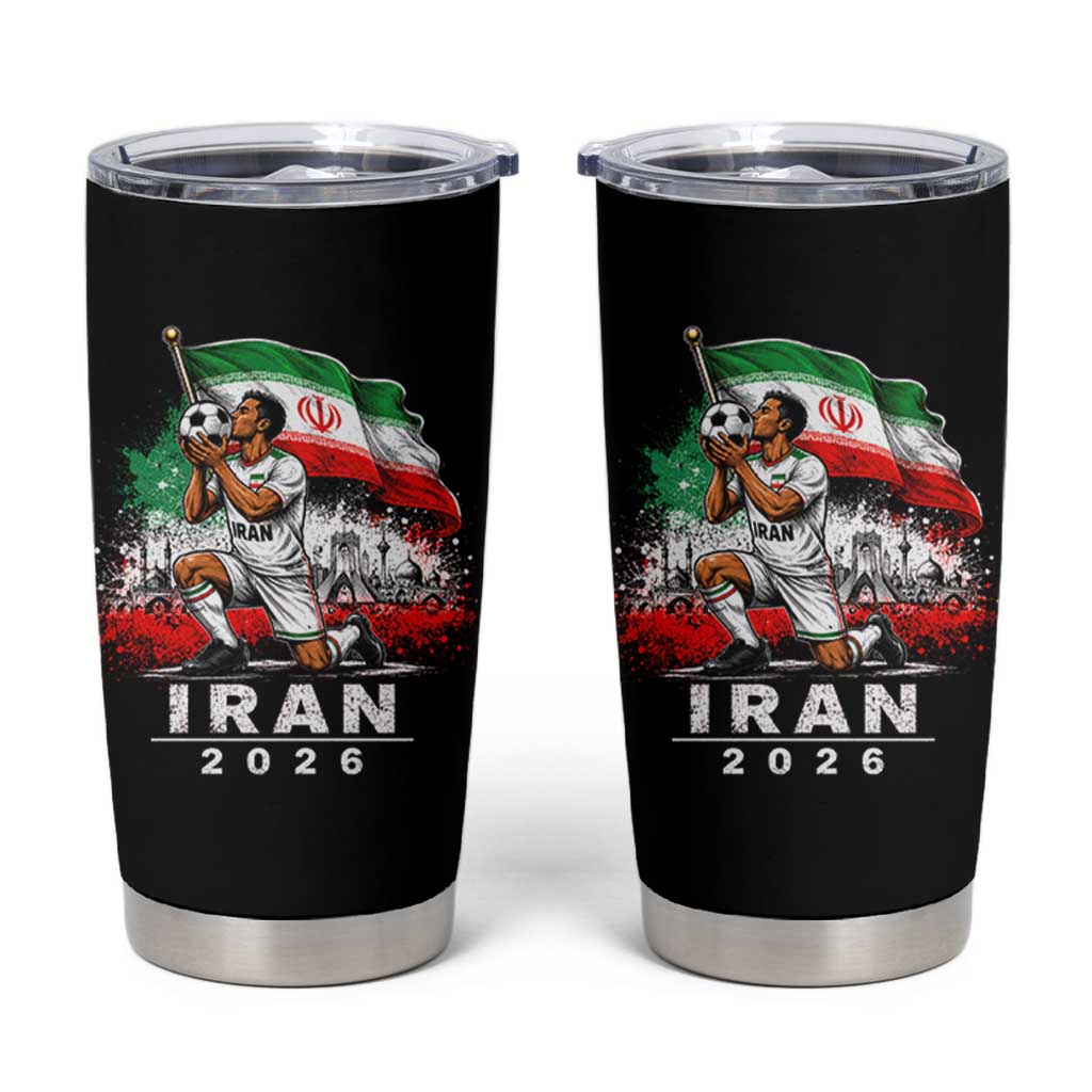 Iran Soccer 2026 Tumbler Cup Retro Vintage Watercolors Iranian Persian World Football Fan