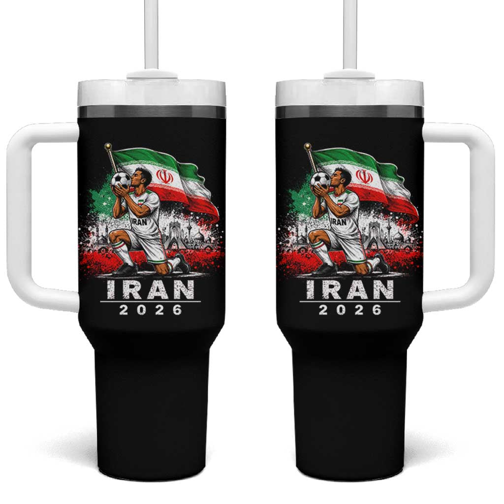 Iran Soccer 2026 Tumbler With Handle Retro Vintage Watercolors Iranian Persian World Football Fan