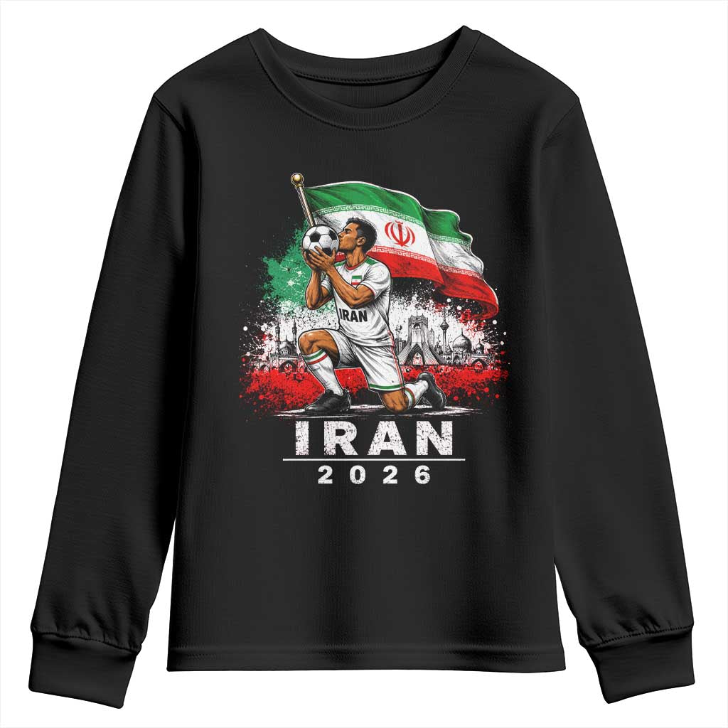 Iran Soccer 2026 Youth Sweatshirt Retro Vintage Watercolors Iranian Persian World Football Fan