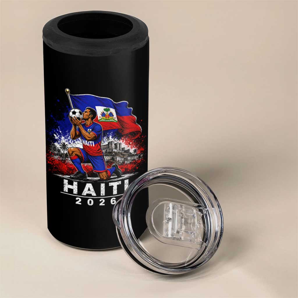 Haiti Soccer 2026 4 in 1 Can Cooler Tumbler Haitian World Football Fan Ayiti Lover
