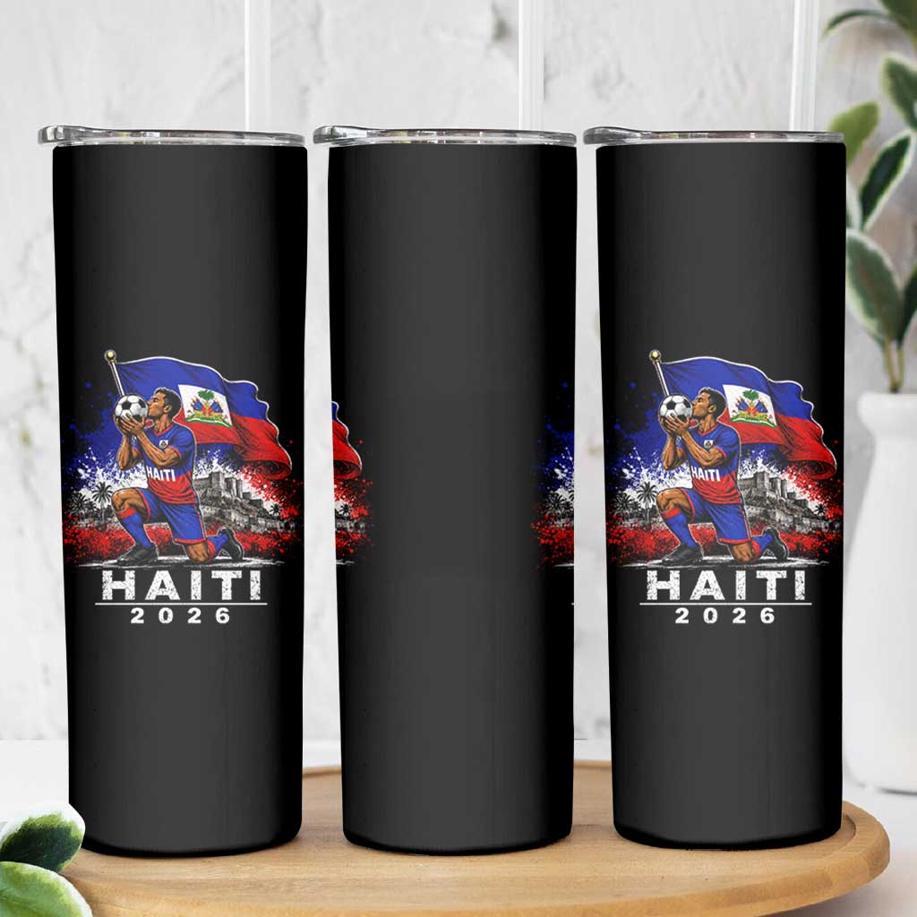 Haiti Soccer 2026 Skinny Tumbler Haitian World Football Fan Ayiti Lover