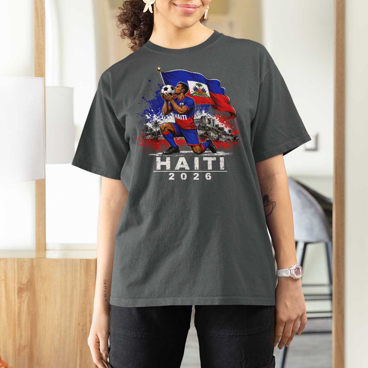 Haiti Soccer 2026 T Shirt For Women Haitian World Football Fan Ayiti Lover