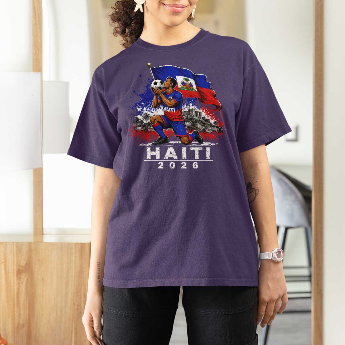 Haiti Soccer 2026 T Shirt For Women Haitian World Football Fan Ayiti Lover