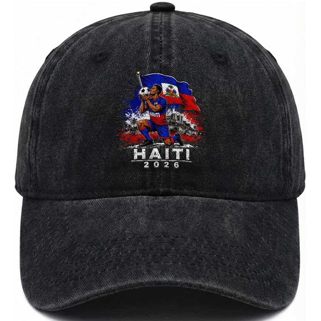 Haiti Soccer 2026 Washed Cotton Baseball Cap Haitian World Football Fan Ayiti Lover