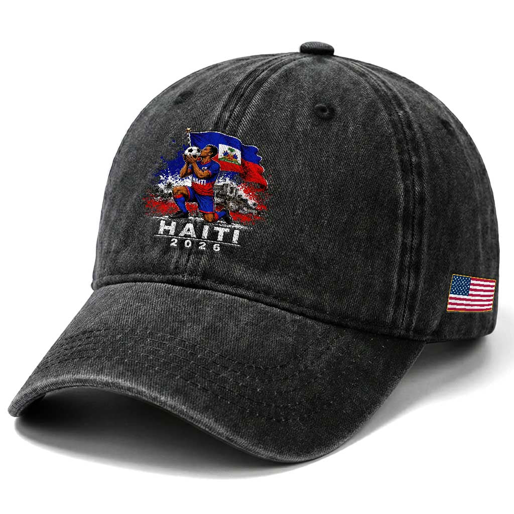 Haiti Soccer 2026 Washed Cotton Baseball Cap Haitian World Football Fan Ayiti Lover