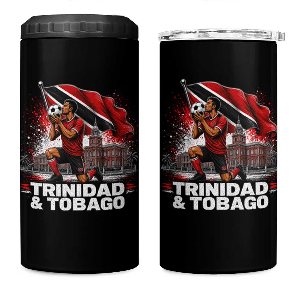 Trinidad and Tobago Soccer 4 in 1 Can Cooler Tumbler Patriotic Football Fan Caribbean Pride Gift