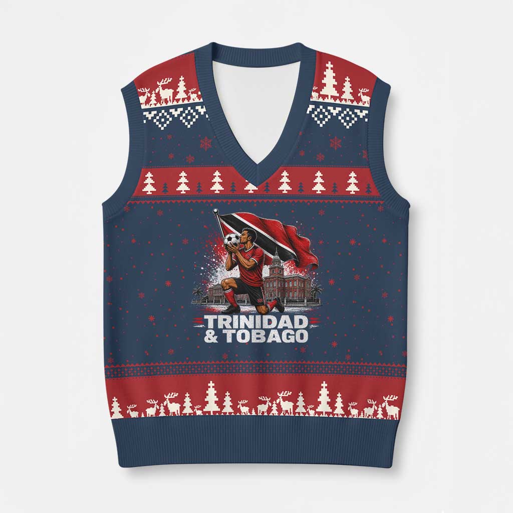 Trinidad and Tobago Soccer V-Neck Knit Sweater Vest Patriotic Football Fan Caribbean Pride Gift