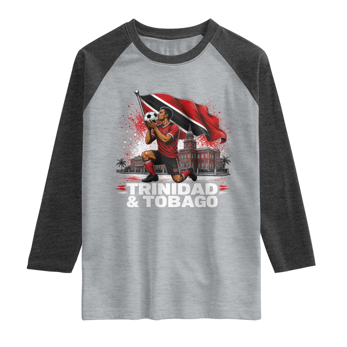 Trinidad and Tobago Soccer Raglan Shirt Patriotic Football Fan Caribbean Pride Gift