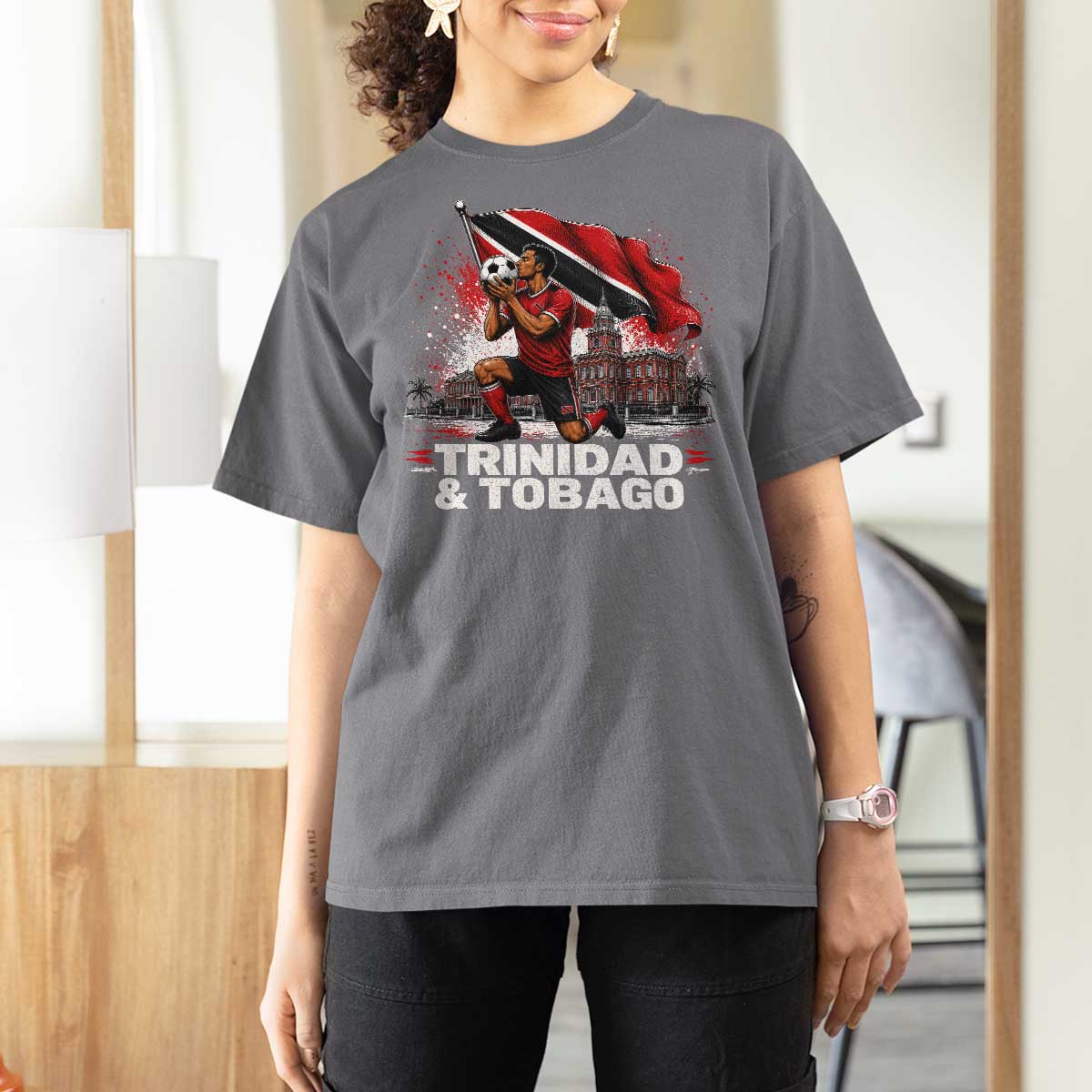 Trinidad and Tobago Soccer T Shirt For Women Patriotic Football Fan Caribbean Pride Gift