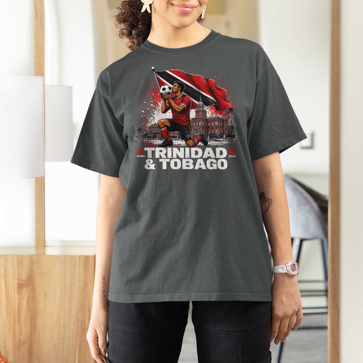 Trinidad and Tobago Soccer T Shirt For Women Patriotic Football Fan Caribbean Pride Gift