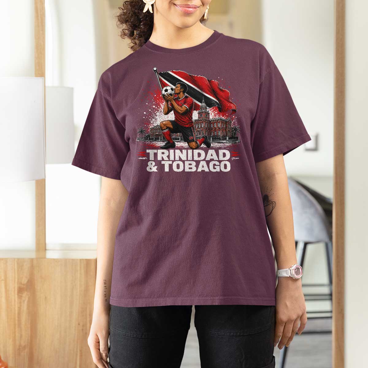 Trinidad and Tobago Soccer T Shirt For Women Patriotic Football Fan Caribbean Pride Gift