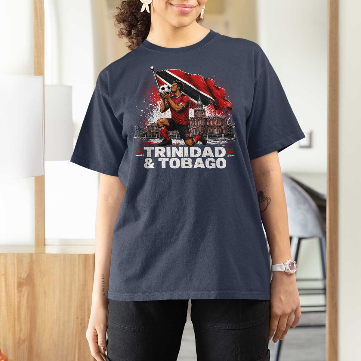 Trinidad and Tobago Soccer T Shirt For Women Patriotic Football Fan Caribbean Pride Gift