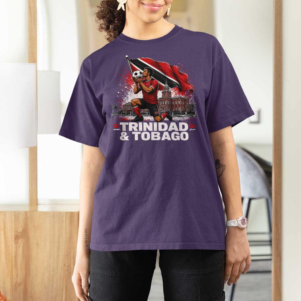 Trinidad and Tobago Soccer T Shirt For Women Patriotic Football Fan Caribbean Pride Gift
