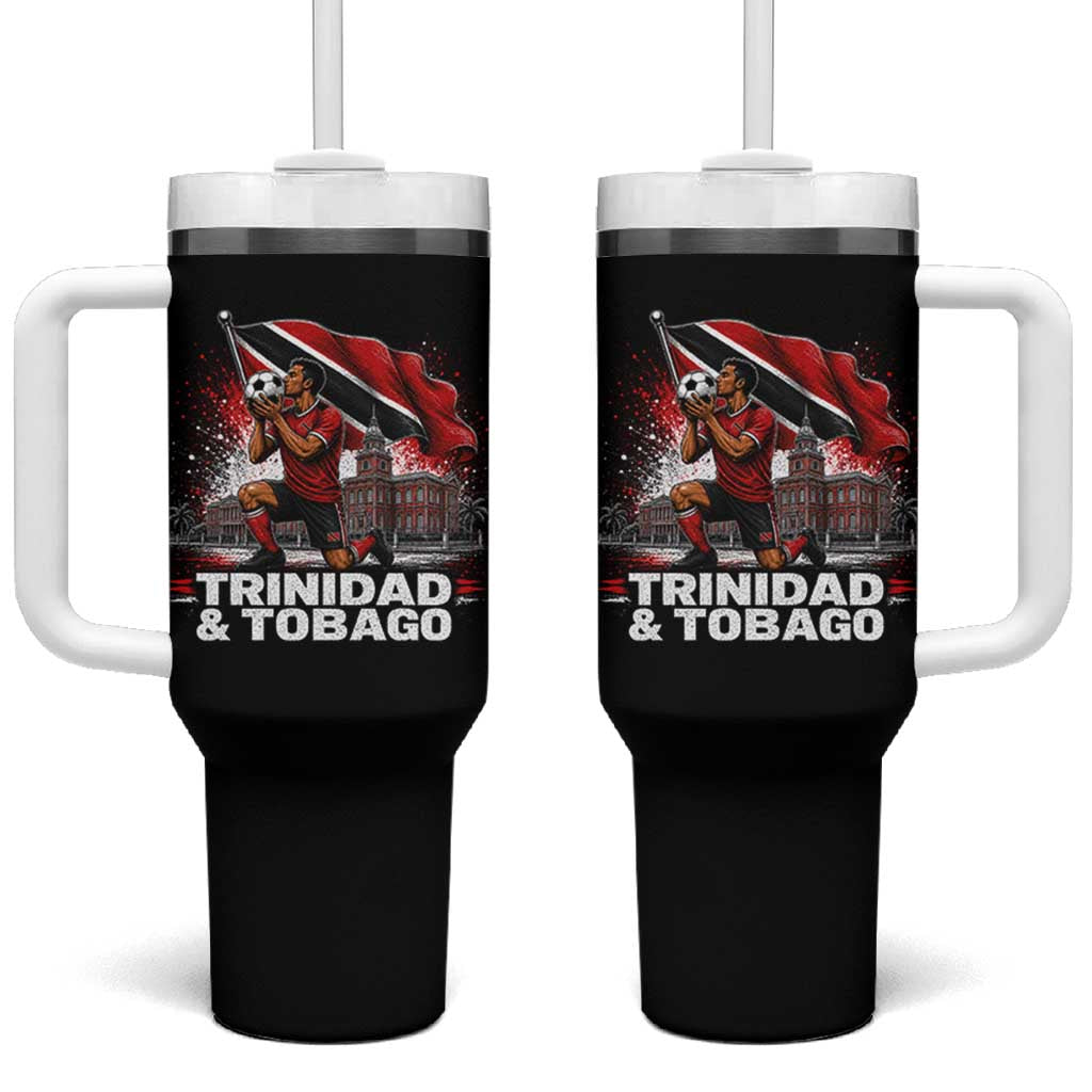 Trinidad and Tobago Soccer Tumbler With Handle Patriotic Football Fan Caribbean Pride Gift