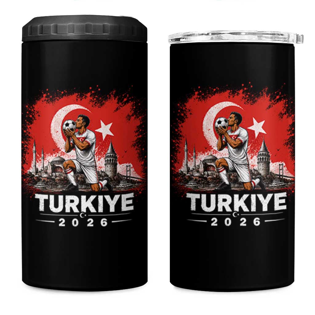Turkish Soccer 2026 4 in 1 Can Cooler Tumbler Turkey Football Fan Vintage Turkish Pride