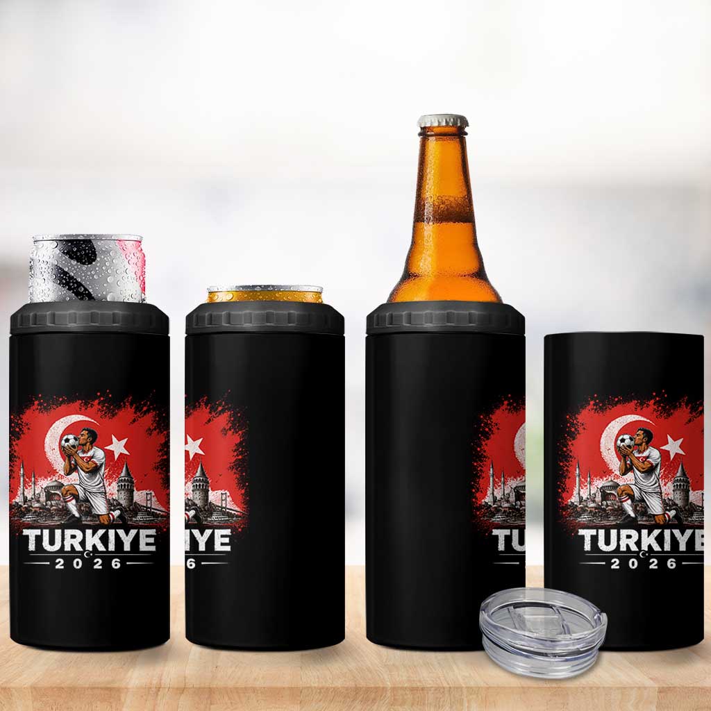 Turkish Soccer 2026 4 in 1 Can Cooler Tumbler Turkey Football Fan Vintage Turkish Pride