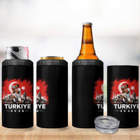 Turkish Soccer 2026 4 in 1 Can Cooler Tumbler Turkey Football Fan Vintage Turkish Pride