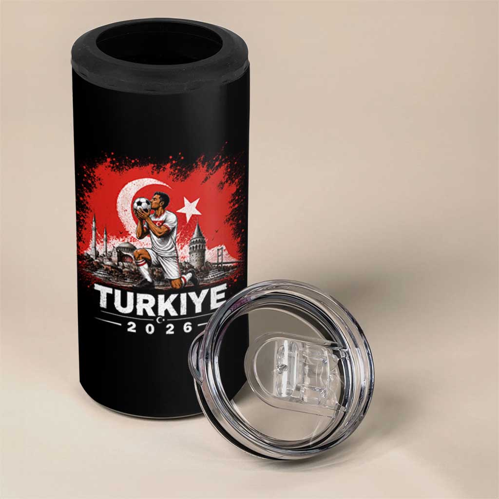 Turkish Soccer 2026 4 in 1 Can Cooler Tumbler Turkey Football Fan Vintage Turkish Pride