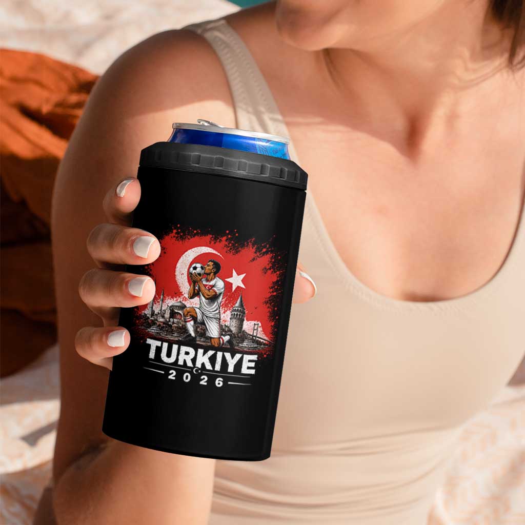 Turkish Soccer 2026 4 in 1 Can Cooler Tumbler Turkey Football Fan Vintage Turkish Pride