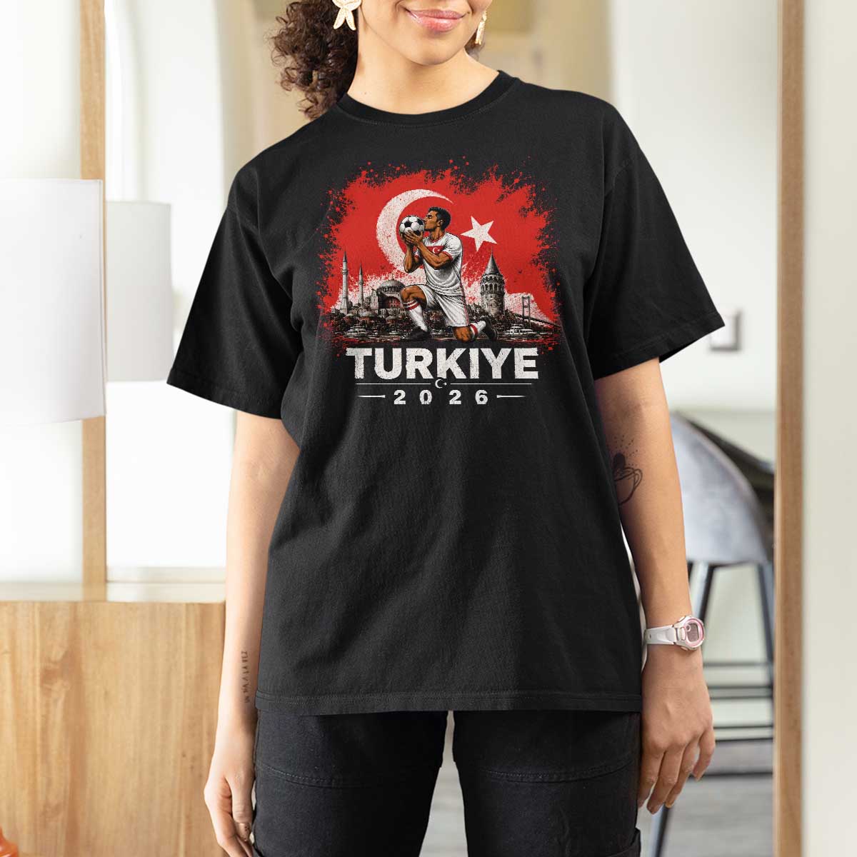 Turkish Soccer 2026 T Shirt For Women Turkey Football Fan Vintage Turkish Pride