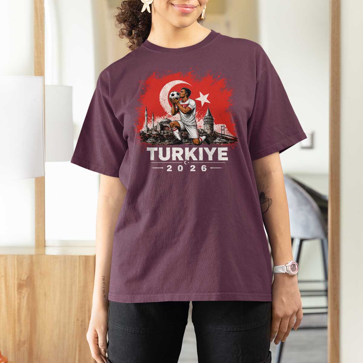 Turkish Soccer 2026 T Shirt For Women Turkey Football Fan Vintage Turkish Pride