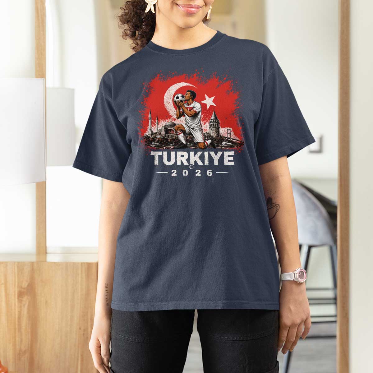 Turkish Soccer 2026 T Shirt For Women Turkey Football Fan Vintage Turkish Pride