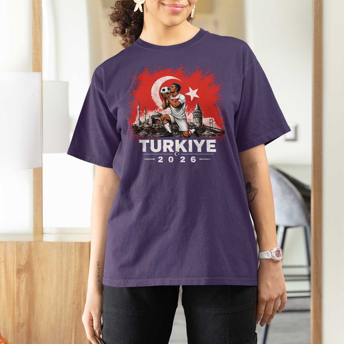 Turkish Soccer 2026 T Shirt For Women Turkey Football Fan Vintage Turkish Pride