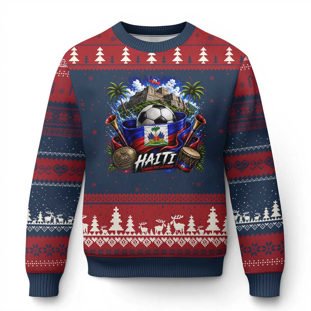 Haiti Soccer 2026 Ugly Christmas Sweater Haitian Flag Caribbean Football Fan