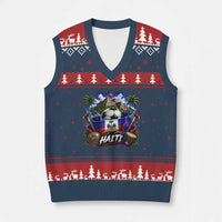 Haiti Soccer 2026 V-Neck Knit Sweater Vest Haitian Flag Caribbean Football Fan