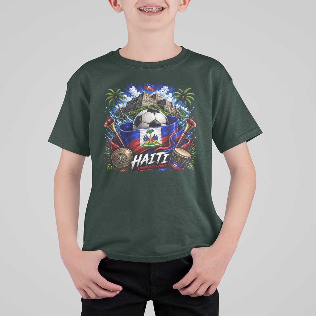 Haiti Soccer 2026 T Shirt For Kid Haitian Flag Caribbean Football Fan
