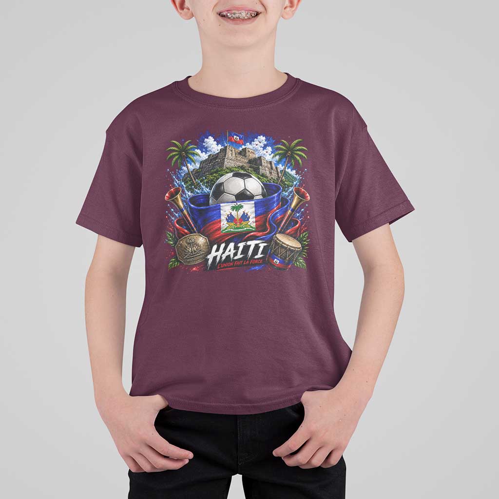 Haiti Soccer 2026 T Shirt For Kid Haitian Flag Caribbean Football Fan