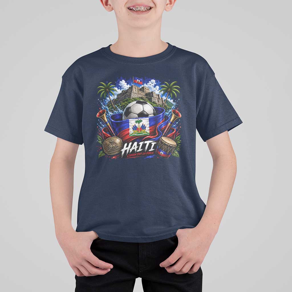 Haiti Soccer 2026 T Shirt For Kid Haitian Flag Caribbean Football Fan