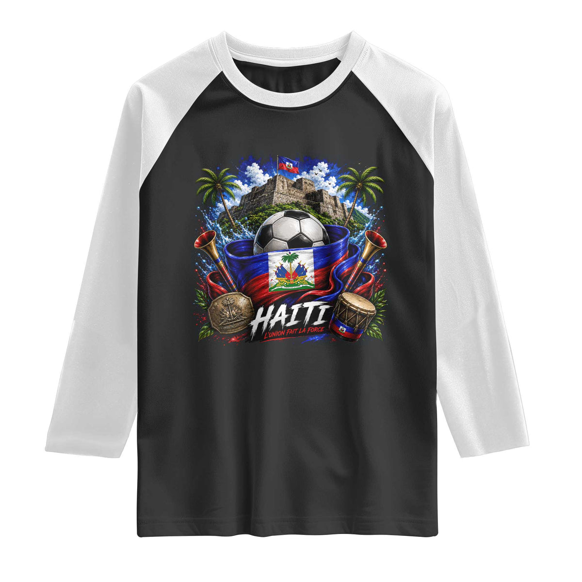 Haiti Soccer 2026 Raglan Shirt Haitian Flag Caribbean Football Fan