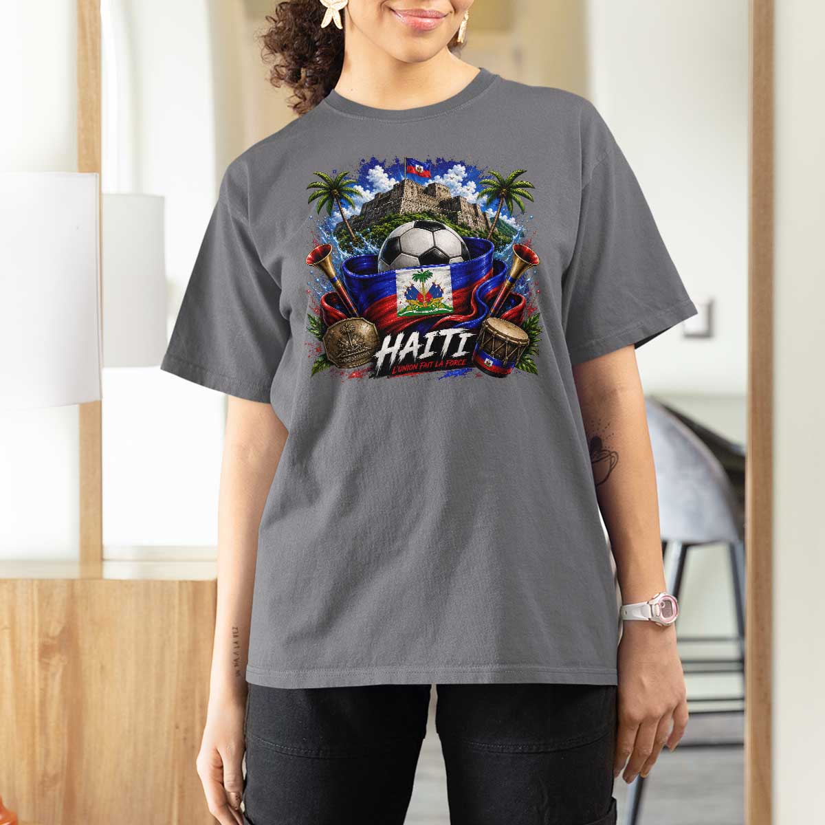 Haiti Soccer 2026 T Shirt For Women Haitian Flag Caribbean Football Fan