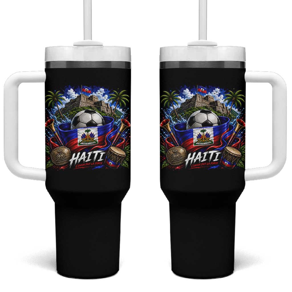 Haiti Soccer 2026 Tumbler With Handle Haitian Flag Caribbean Football Fan